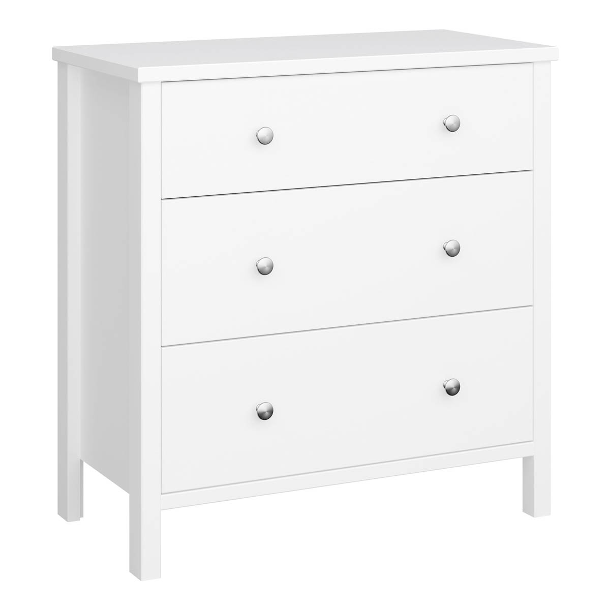 Valenca Chest of Drawers 3 Drawer Satin White MDF Wide (H)840 (W)800 (D)410mm - Image 1