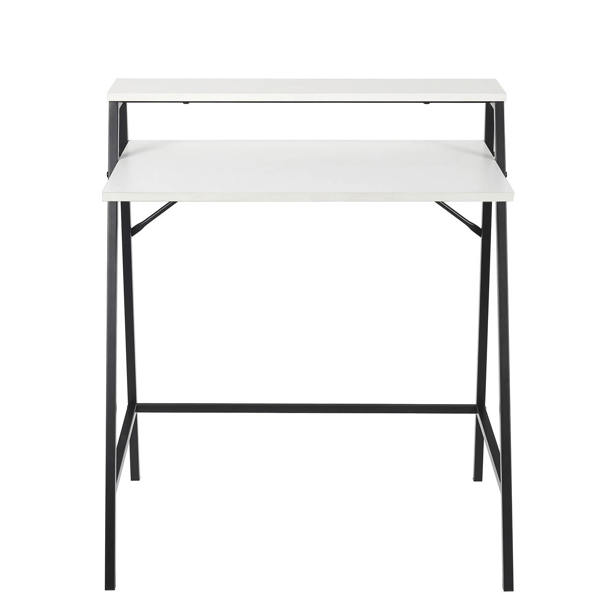 Manera Two Shelf Desk Matt White Compact Home Office (H)840 (W)740 (D)515mm - Image 3