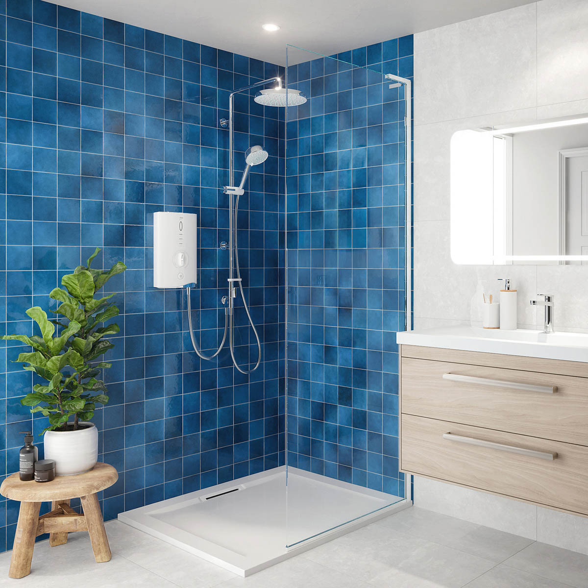 Mira Electric Shower 9kW Gloss White 4 Spray Pattern Round Twin Head Bathroom - Image 2