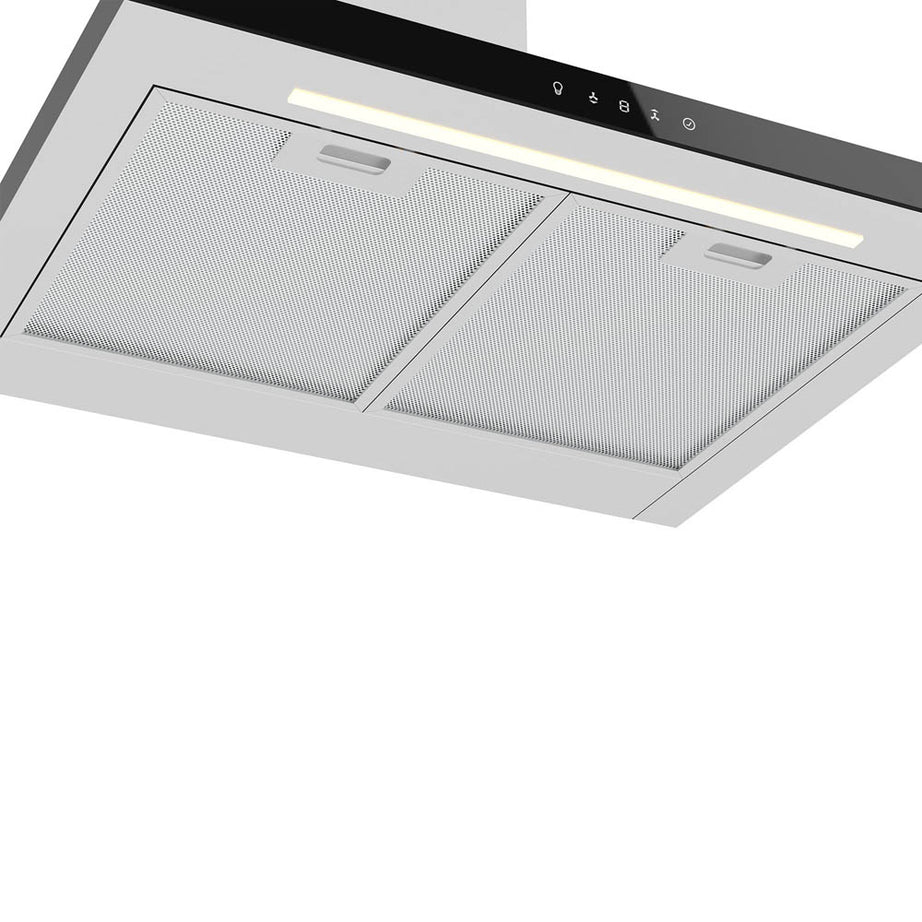 GoodHome Cooker Hood Steel Glass Chimney Extractor Fan LED Timer 5 Speed 598mm - Image 4