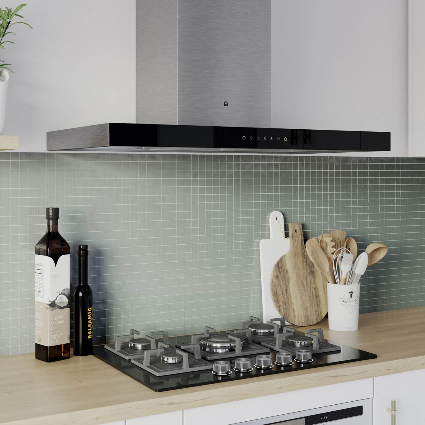 Cooker Hood Box Touch Control GHBH90ASBL Brushed Stainless Steel Effect (W)90cm - Image 2