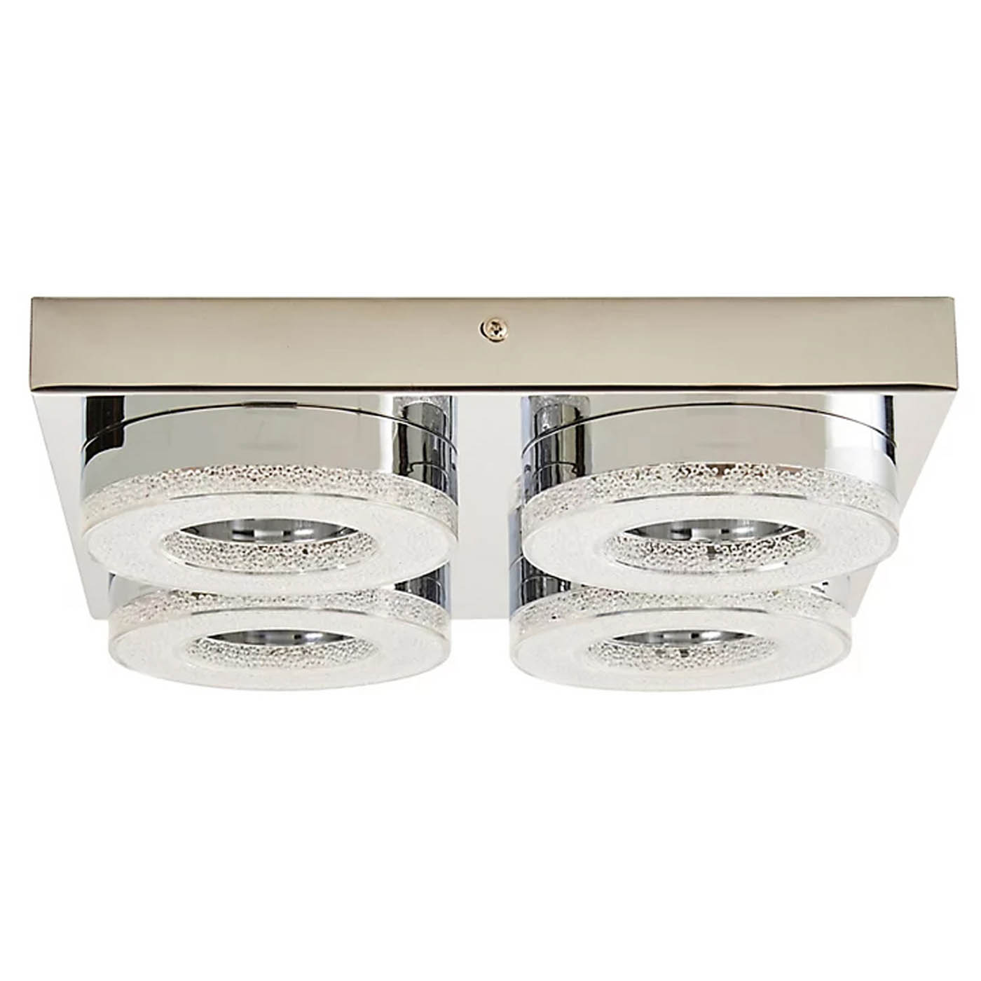 Ceiling Light 4 LED Lamp Brushed Chrome Effect Crystal Warm White Modern - Image 3