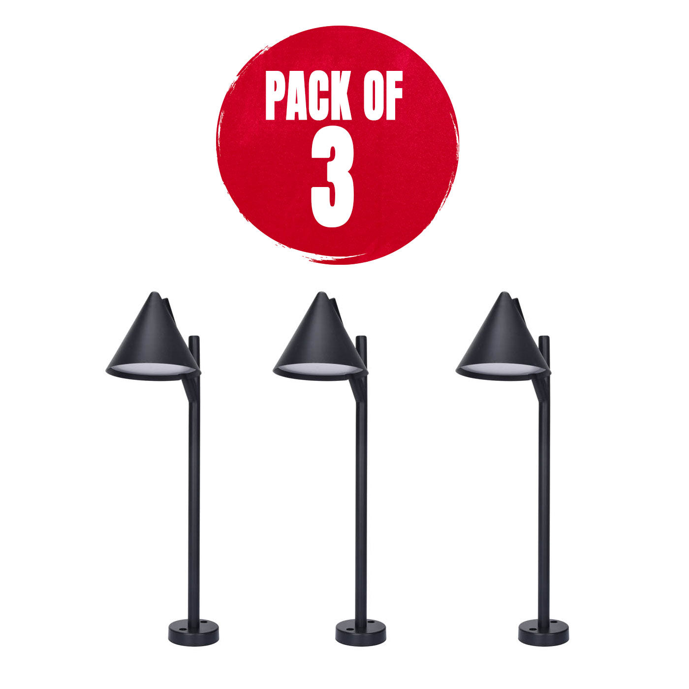 LED Outdoor Stake Light Matt Black Garden Patio Torches (D)120mm Pack of 3 - Image 1