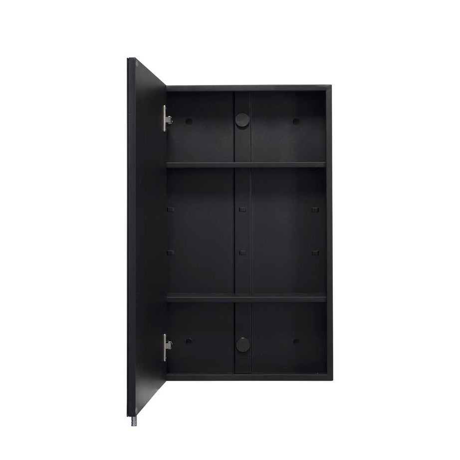 Bathroom Cabinet Mirrored Soft Close Black Wall-Mounted Single (H) 670 (W) 400mm - Image 4