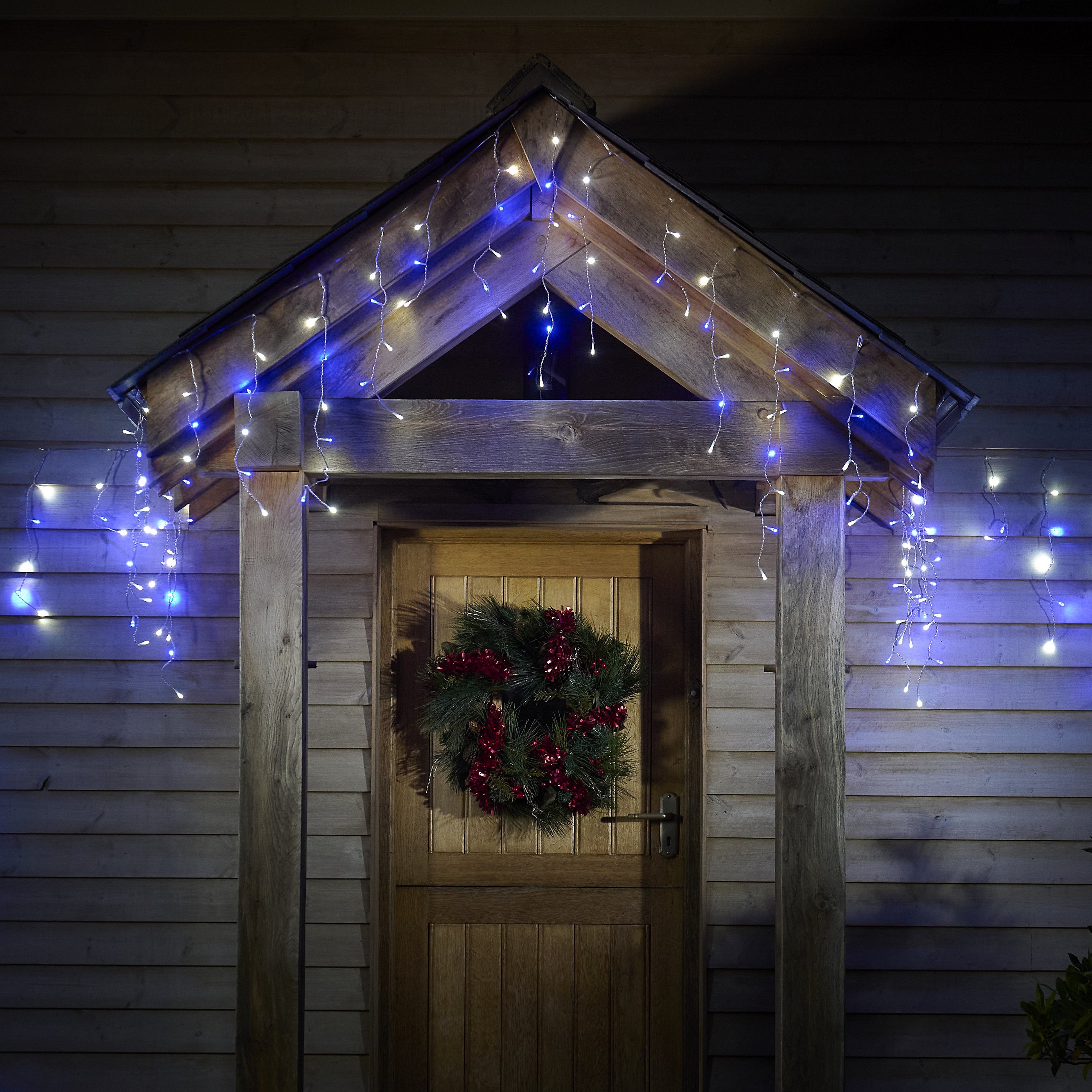 Christmas String Lights LED 720 Cold White Blue Icicle Outdoor 8 Functions 29.8m - Image 1