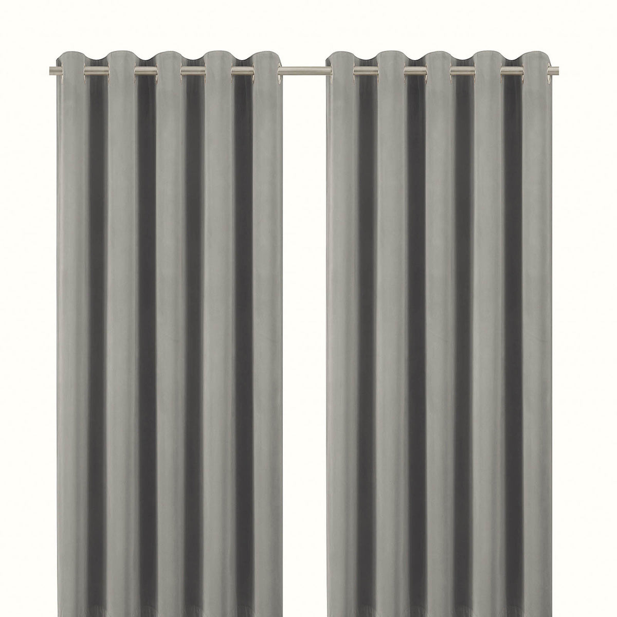 Eyelet Curtain Grey Velvet Lined Ready Made Plain Ring Top Pair W167xL183cm - Image 3