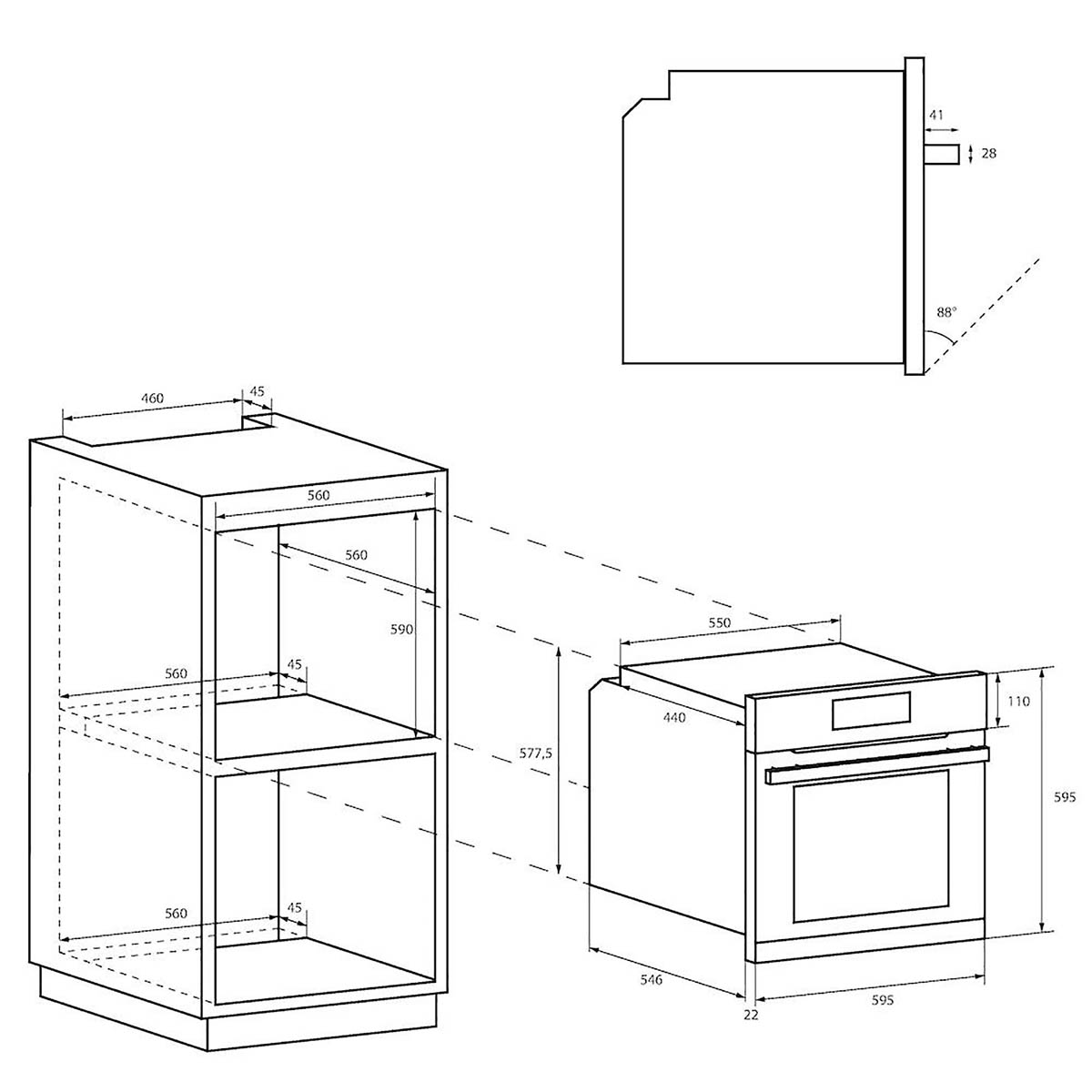 Candy Built-In Oven 65L Stainless Steel Effect Single Fan Touch Control Modern - Image 2