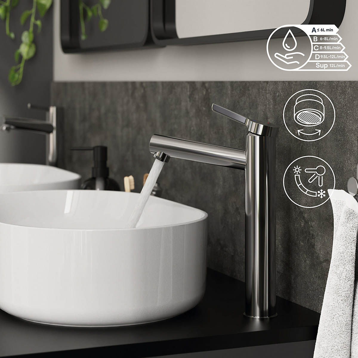 Basin Tap Mixer Chrome Tall Ceramic Cartridge Bathroom Wash Sink Faucet - Image 4