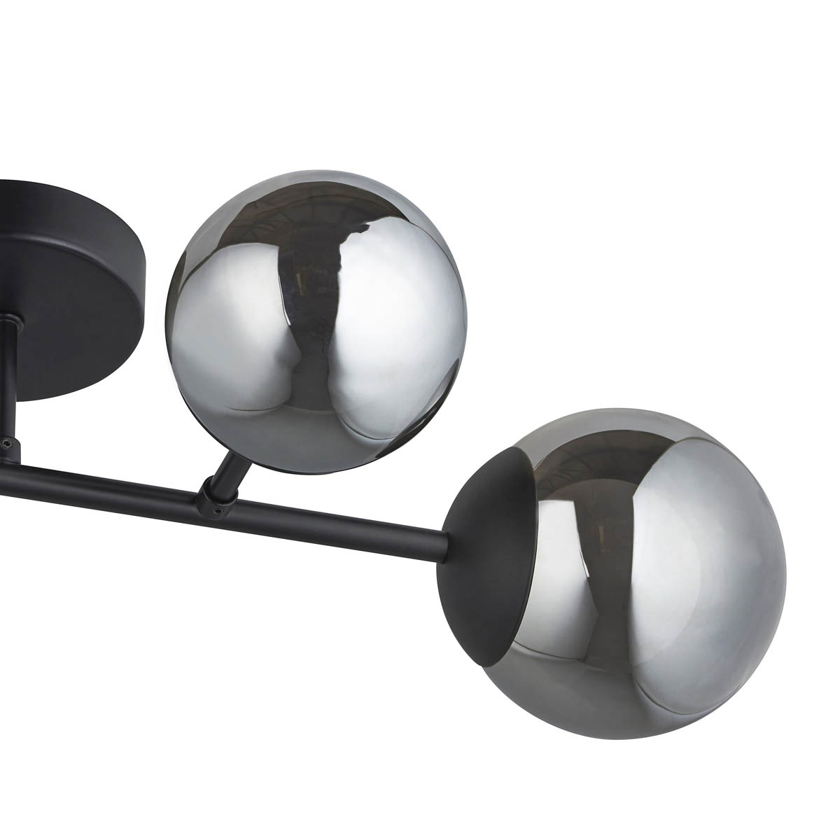 LED Ceiling Light 4 Way Black Smoked Effect Globe Shades Vintage Multi Arm - Image 5