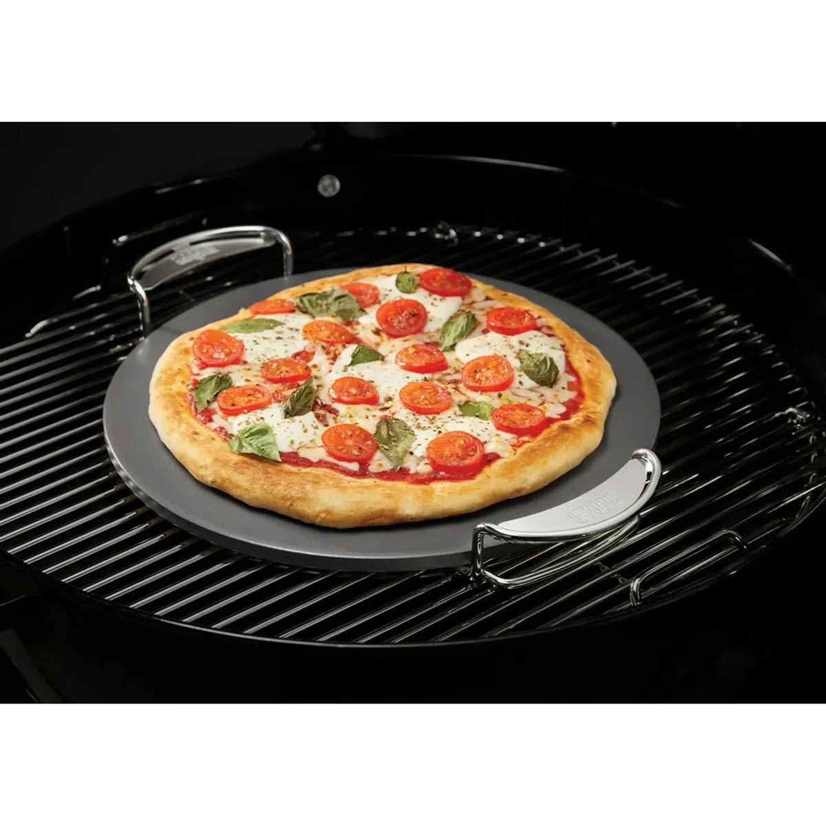 Weber Pizza Stone Crafted Glazed 36cm Round With Handles Baking BBQ Outdoor - Image 2