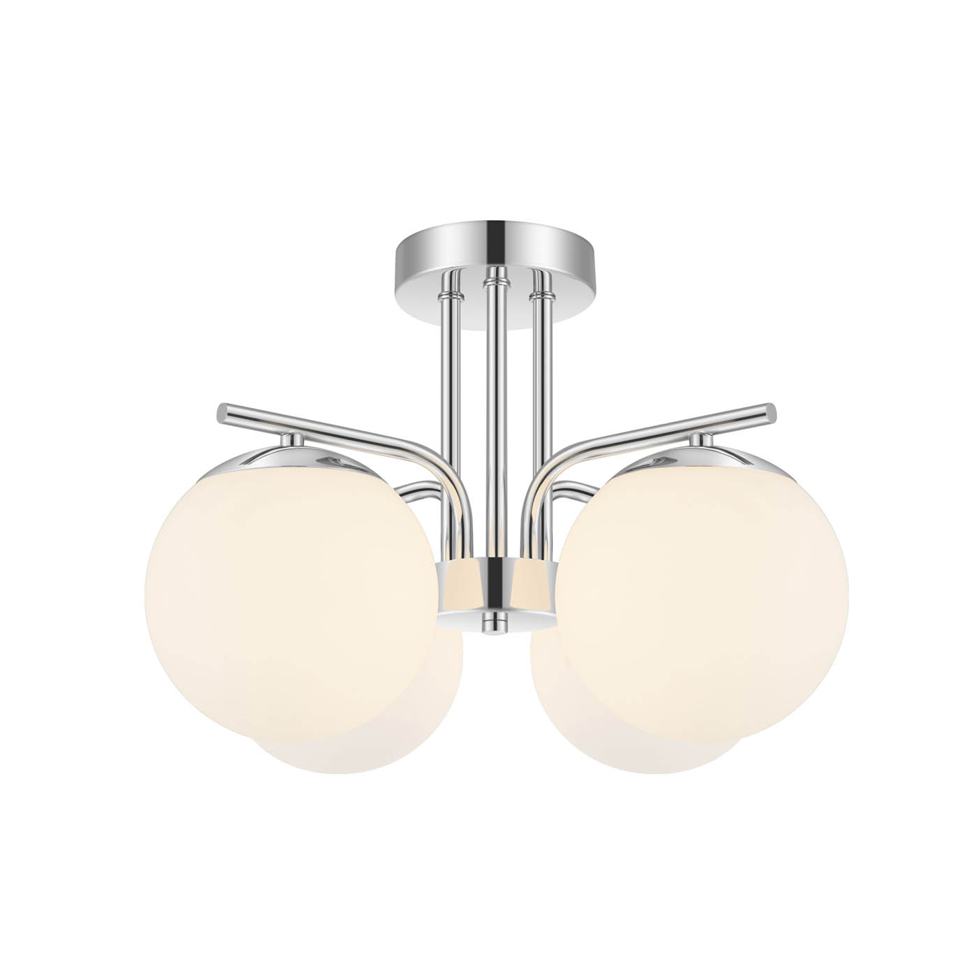 LED Ceiling Light 4 Way Multi Arm Frosted Globe Shades Chrome Effect Modern - Image 3
