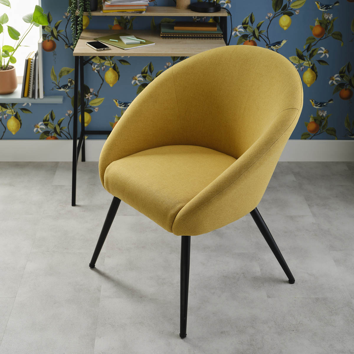 Relaxer Accent Chair Yellow Linen Effect Living Room Bedroom (H)845mm (W)730mm - Image 1
