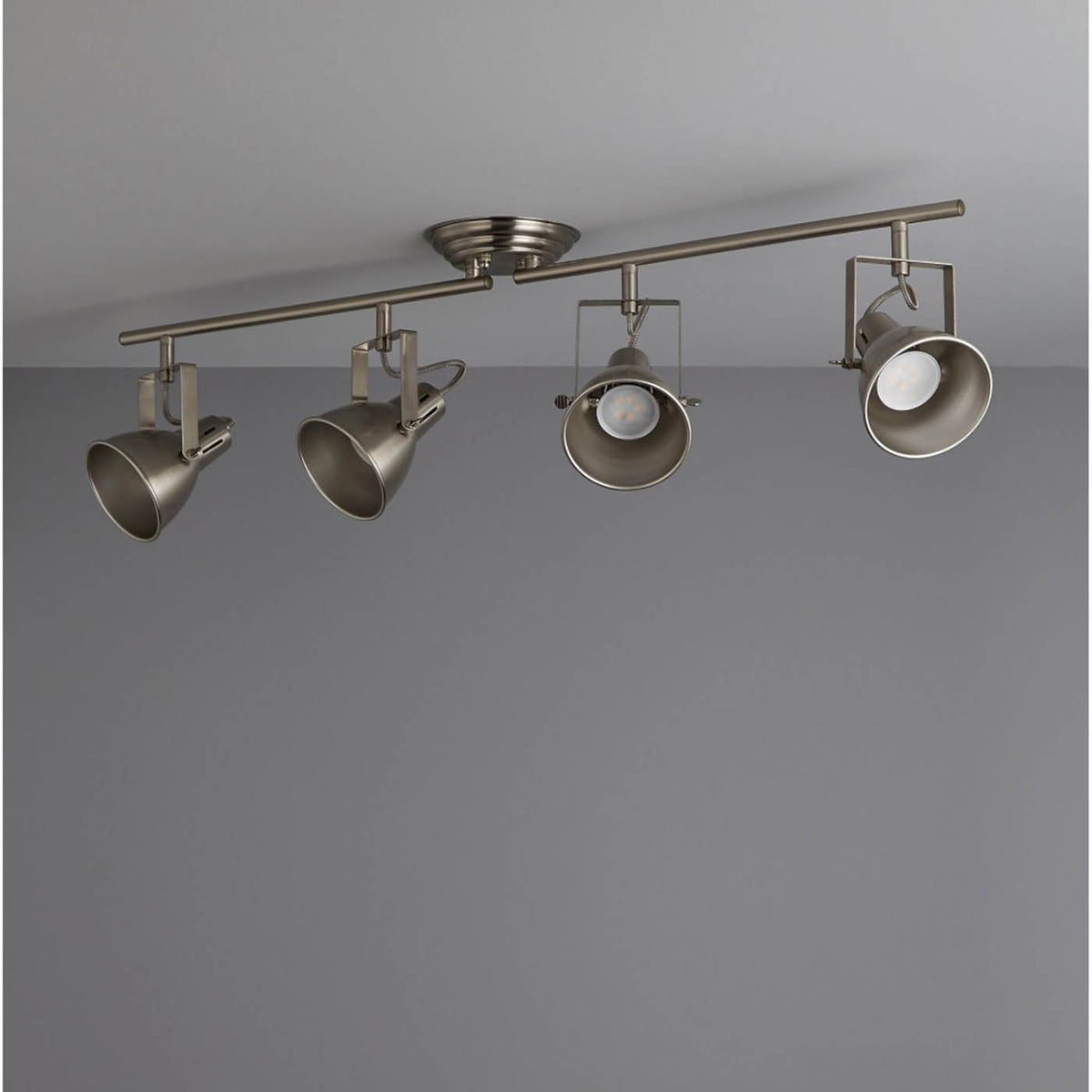 Ceiling Light 4 Way Spotlight GU10 Satin Chrome Adjustable Heads Kitchen Bar - Image 3