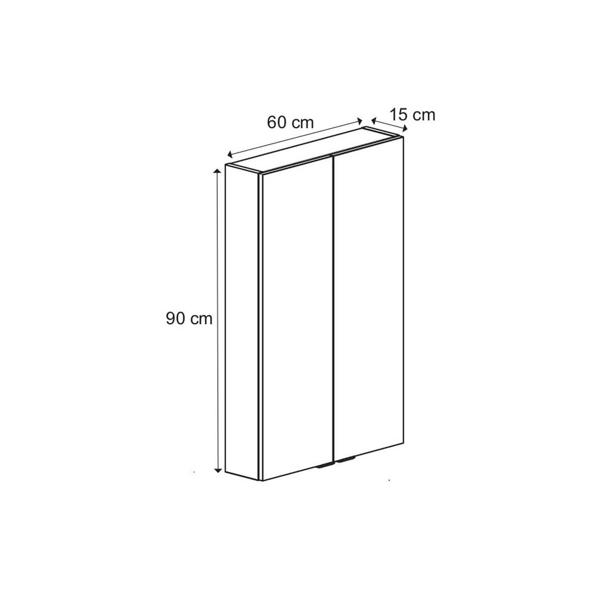 Bathroom Double Wall Cabinet Imandra Matt Black Soft Close Modern H90xW60cm - Image 2
