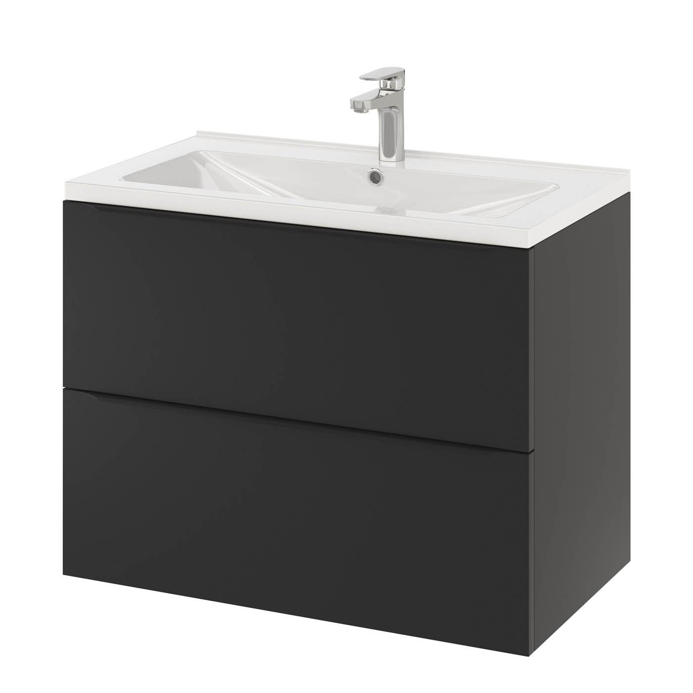 Imandra Bathroom Cabinet Under Sink Matt Black Wall-Mounted (H)600mm (W)800mm - Image 6