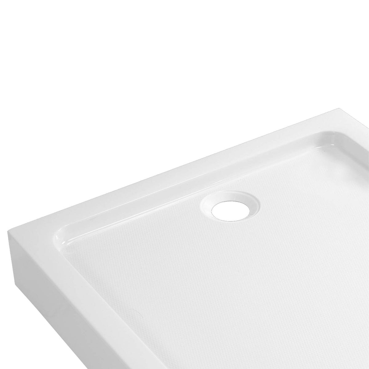 Shower Tray White 150mm Rectangular End Drain Anti Slip Bathroom Modern - Image 4