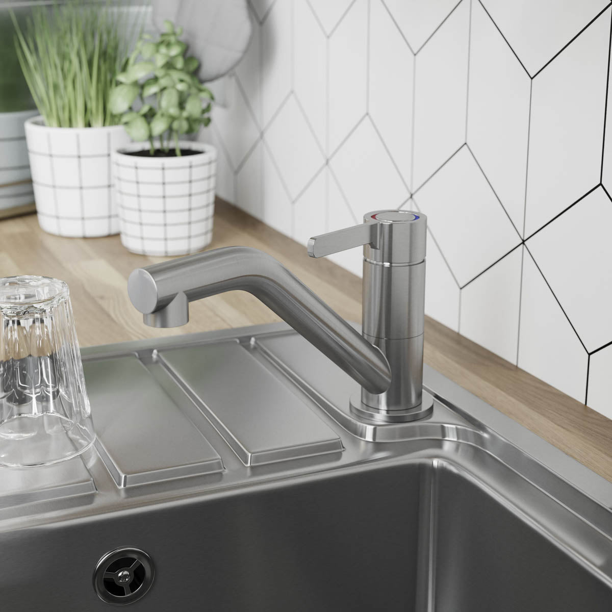 Kitchen Tap Mixer Stainless Steel Single Lever Swivel Spout Contemporary Faucet - Image 2