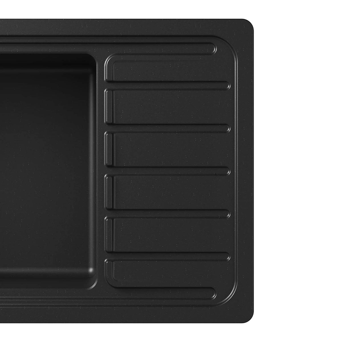 GoodHome Romesco 1 Bowl Quartz Kitchen Sink Drainer Black 773mm - Image 4