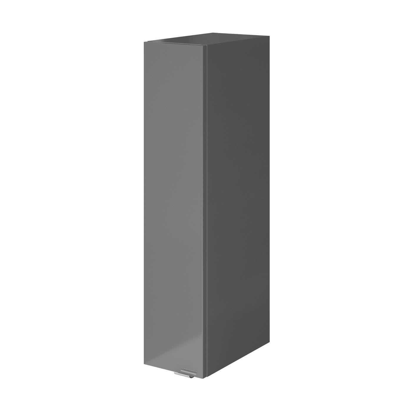 Bathroom Wall Cabinet Imandra Deep Gloss Grey Single Soft Close (H)90cm (W)20cm - Image 1