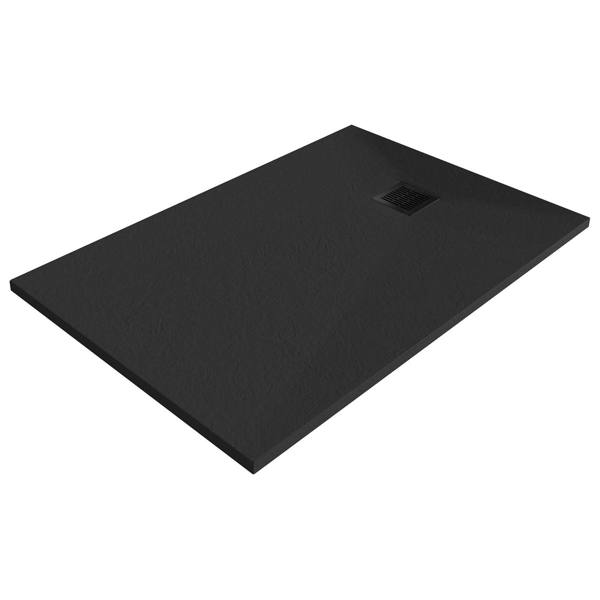 Shower Tray Matt Black 28mm Rectangular Centre Drain Antibacterial Bathroom - Image 1