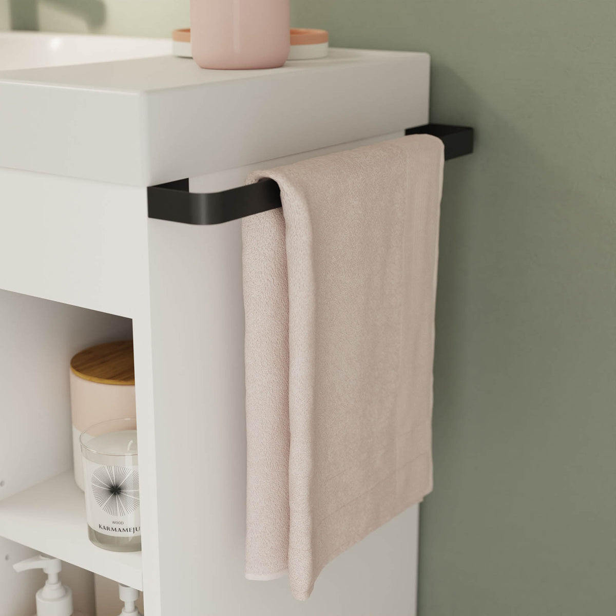 Bathroom Cabinet Maza Matt White Single Door Wall Mounted Modern H82xW65cm - Image 6