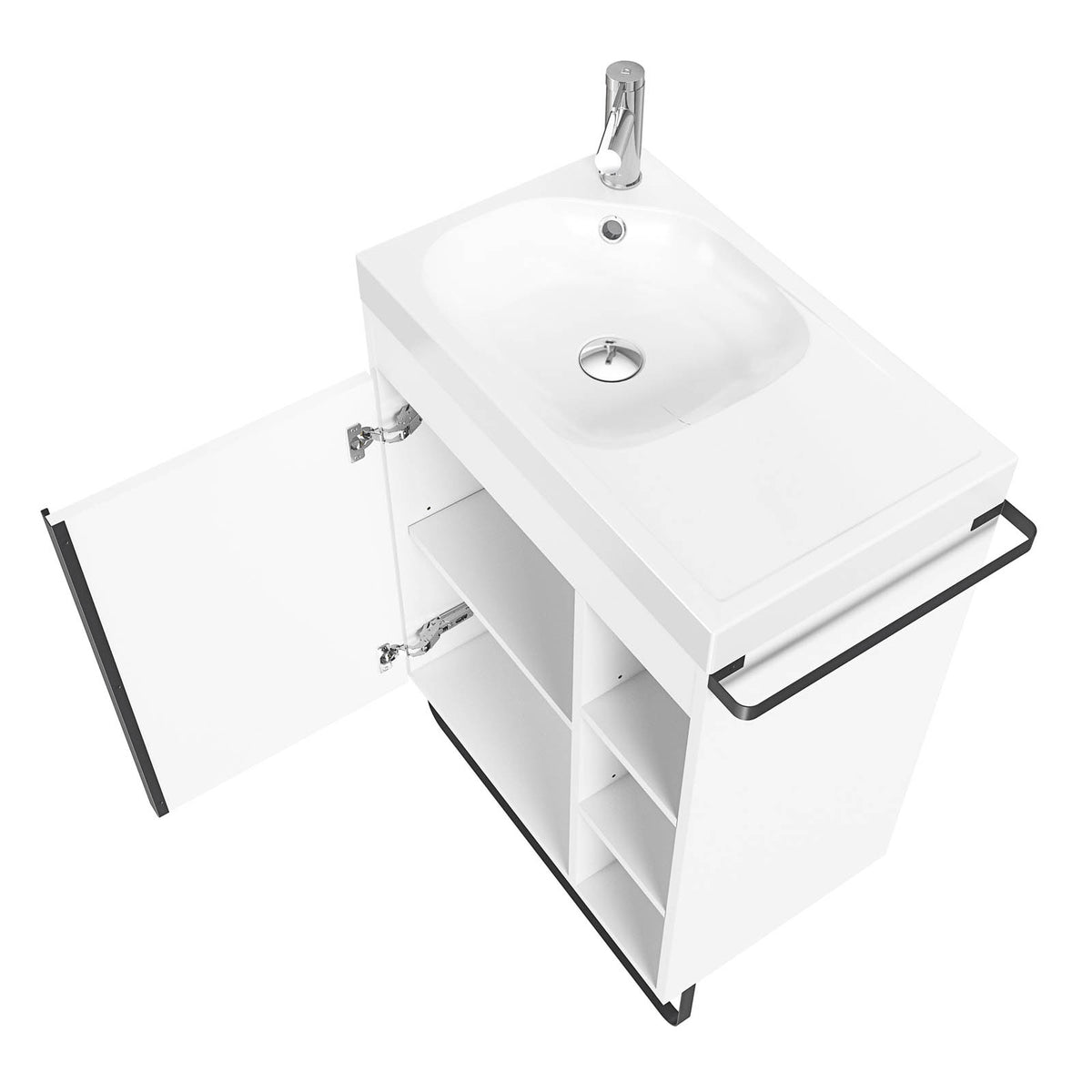 Bathroom Cabinet Maza Matt White Single Door Wall Mounted Modern H82xW65cm - Image 8