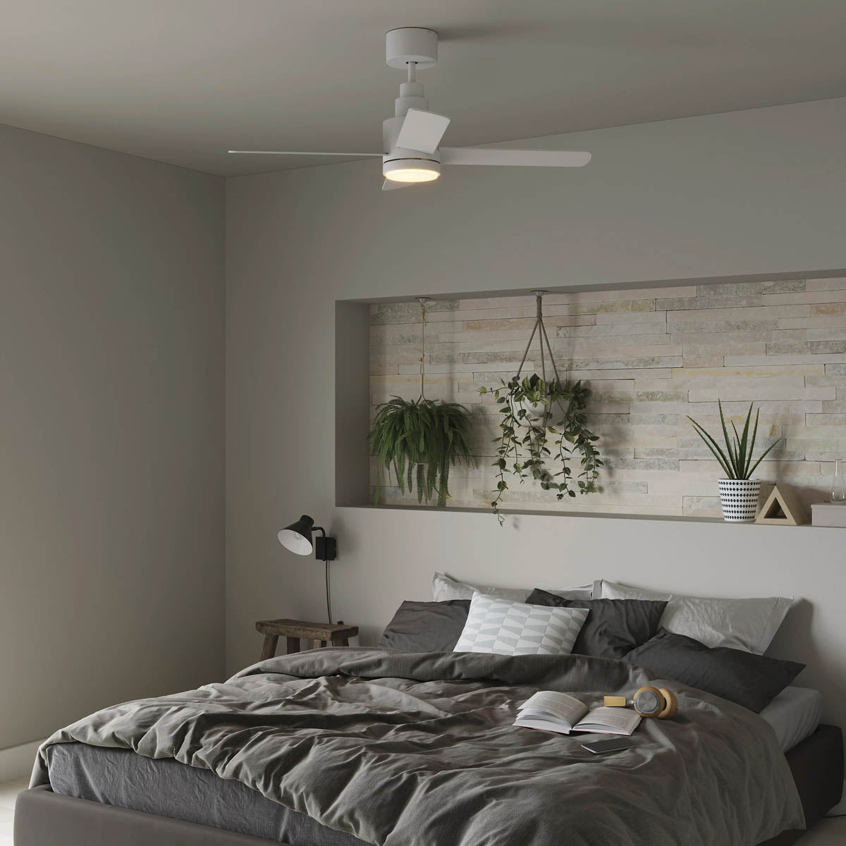 LED Ceiling Light With Fan White Remote Control Dimmable Reversible Modern - Image 2