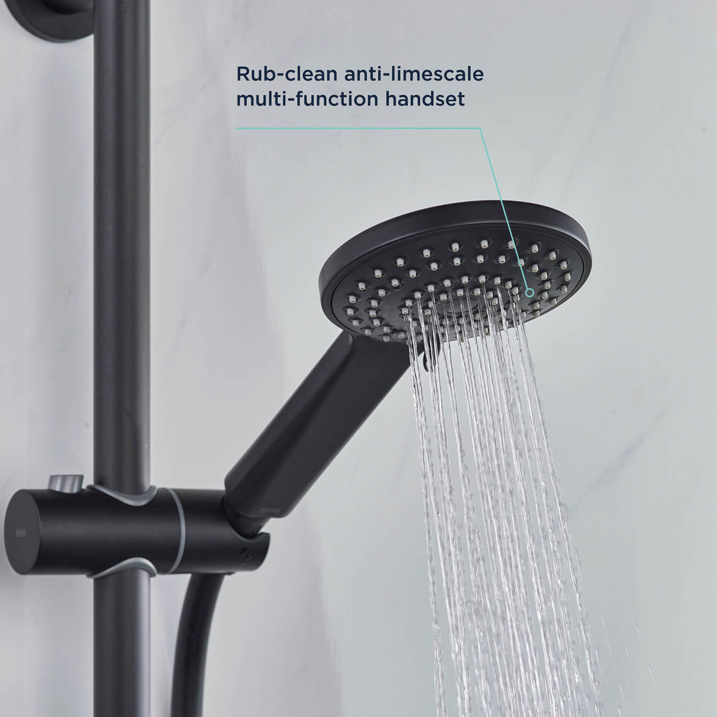 Bristan Thermostatic Mixer Shower Matt Black Recessed Dual Round Head Bathroom - Image 7