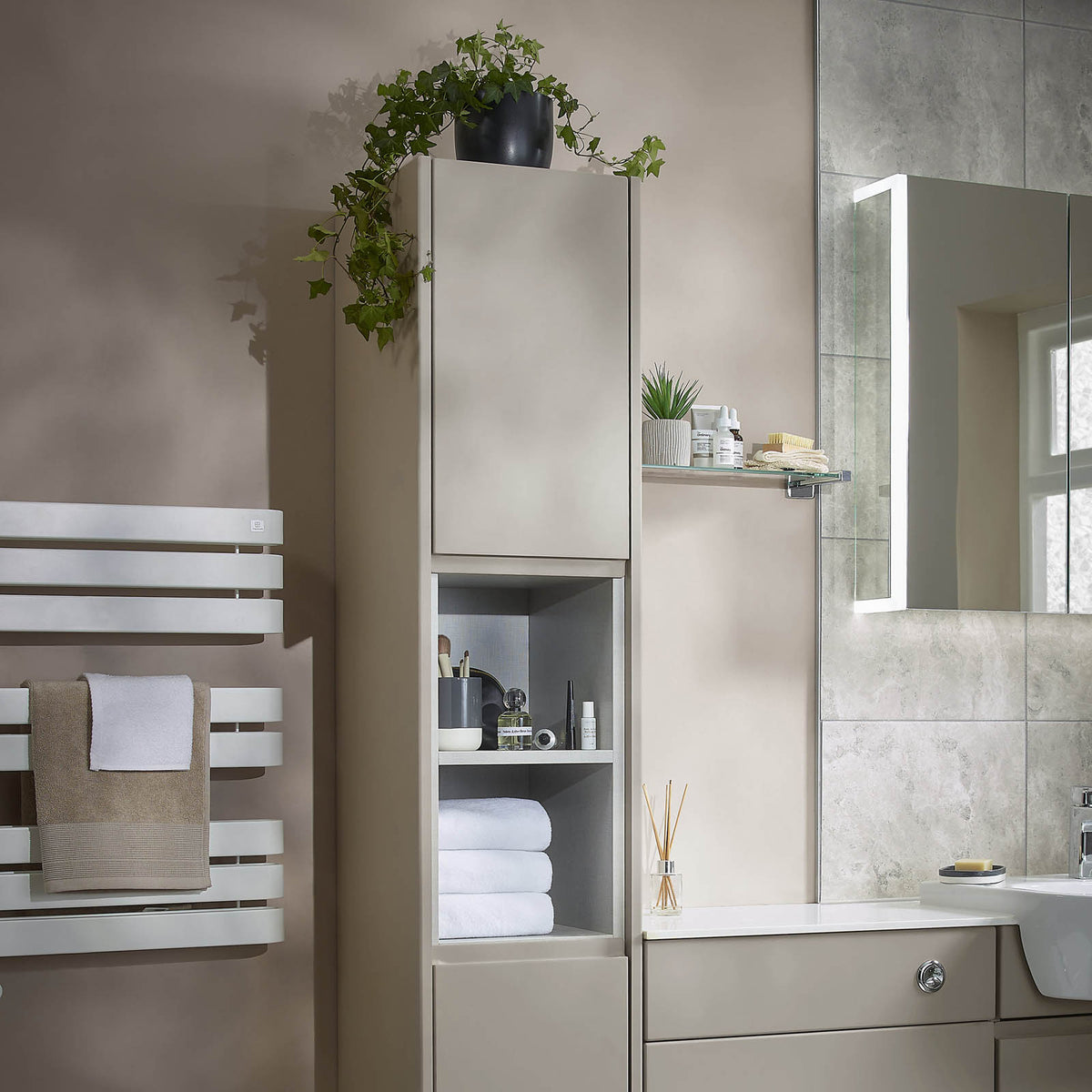 Bathroom Cabinet End Panel Westport MDF Matt Stone Grey Contemporary (H)900mm - Image 4