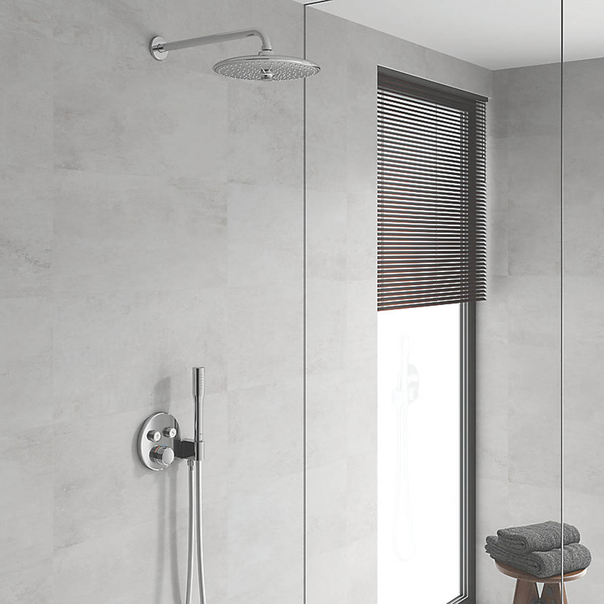 Grohe Thermostatic Shower Set 3 Spray Pattern SmartControl Round Fixed Chrome - Image 2