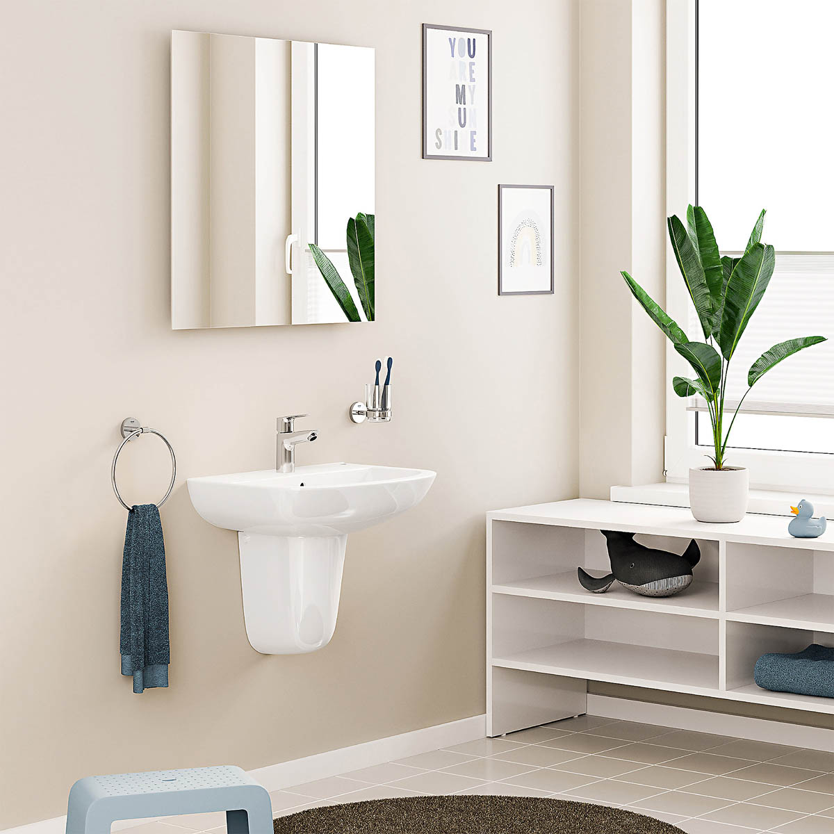 Grohe Bathroom Basin Tap Mono Mixer Chrome Small Single Lever Pop Up Waste - Image 2