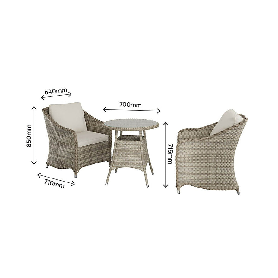 Garden 2 Seater Dining Set Beige Rattan Effect Water Repellent Cushion Covers - Image 4
