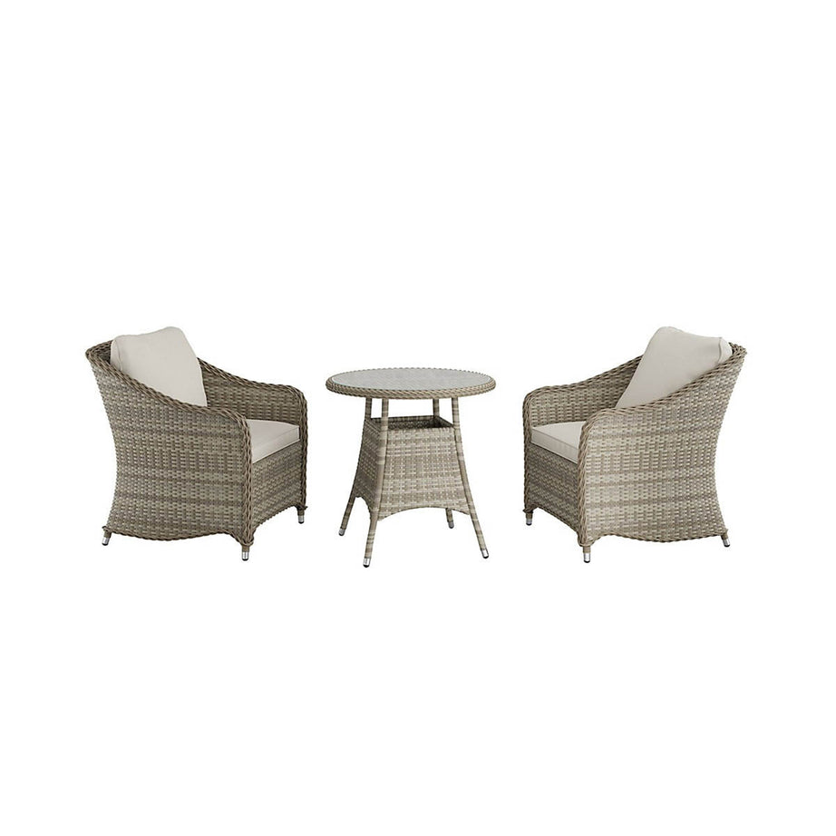 Garden 2 Seater Dining Set Beige Rattan Effect Water Repellent Cushion Covers - Image 5