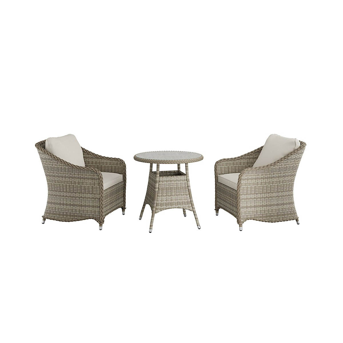 Garden 2 Seater Dining Set Beige Rattan Effect Water Repellent Cushion Covers - Image 5