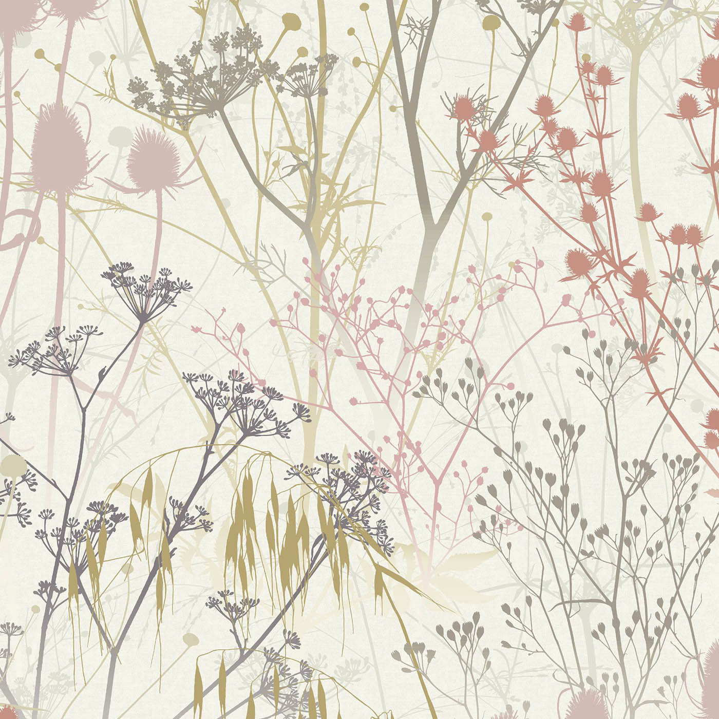 Clarissa Hulse Wallpaper Summer Border Matt Cream Pink Purple Smooth 5.2m² - Image 1
