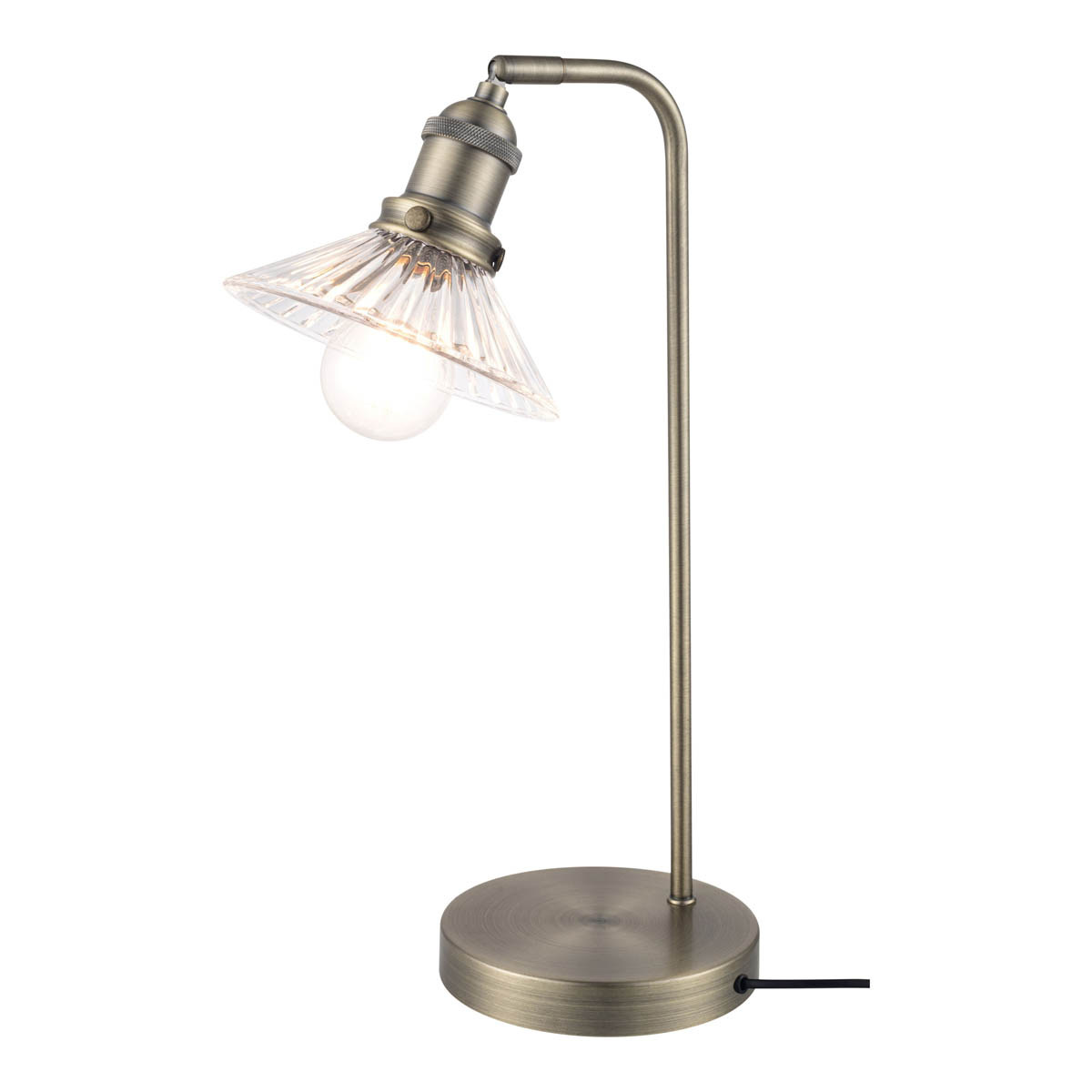 Table Lamp Brushed Metal Satin Pewter Effect Clear Glass Modern Industrial - Image 5