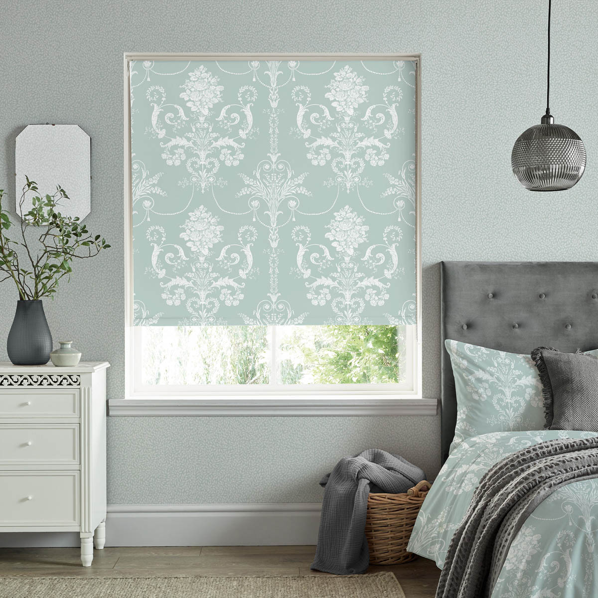 Laura Ashley Roller Blinds Blackout Duckegg Floral Sunshade (W)150x(L)162cm - Image 2