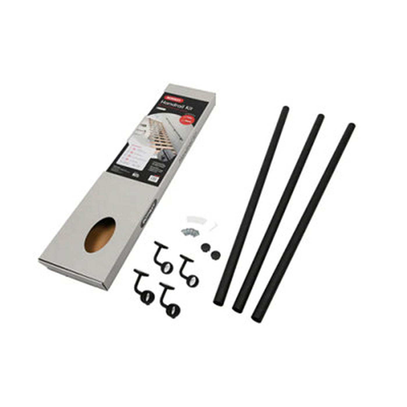 Rothley Stair Handrail Kit Internal Matt Black Steel Rounded Modern 3.6M - Image 3
