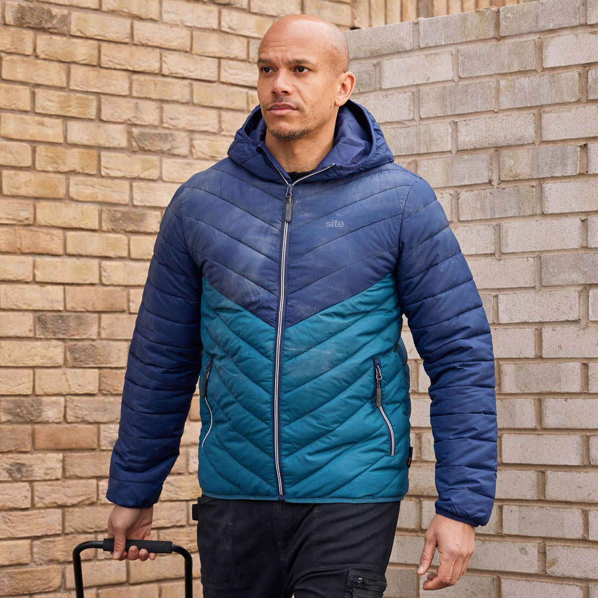 Site Men's Work Jacket Cowles Navy Blue Hooded Zip Pockets Lightweight X Large - Image 2