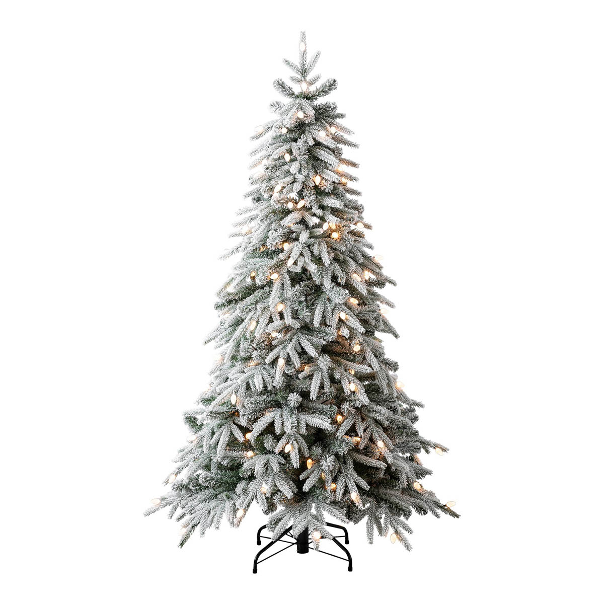 Christmas Tree 6ft Green Artificial LED Pre Lit Warm White Flocked Effect - Image 3