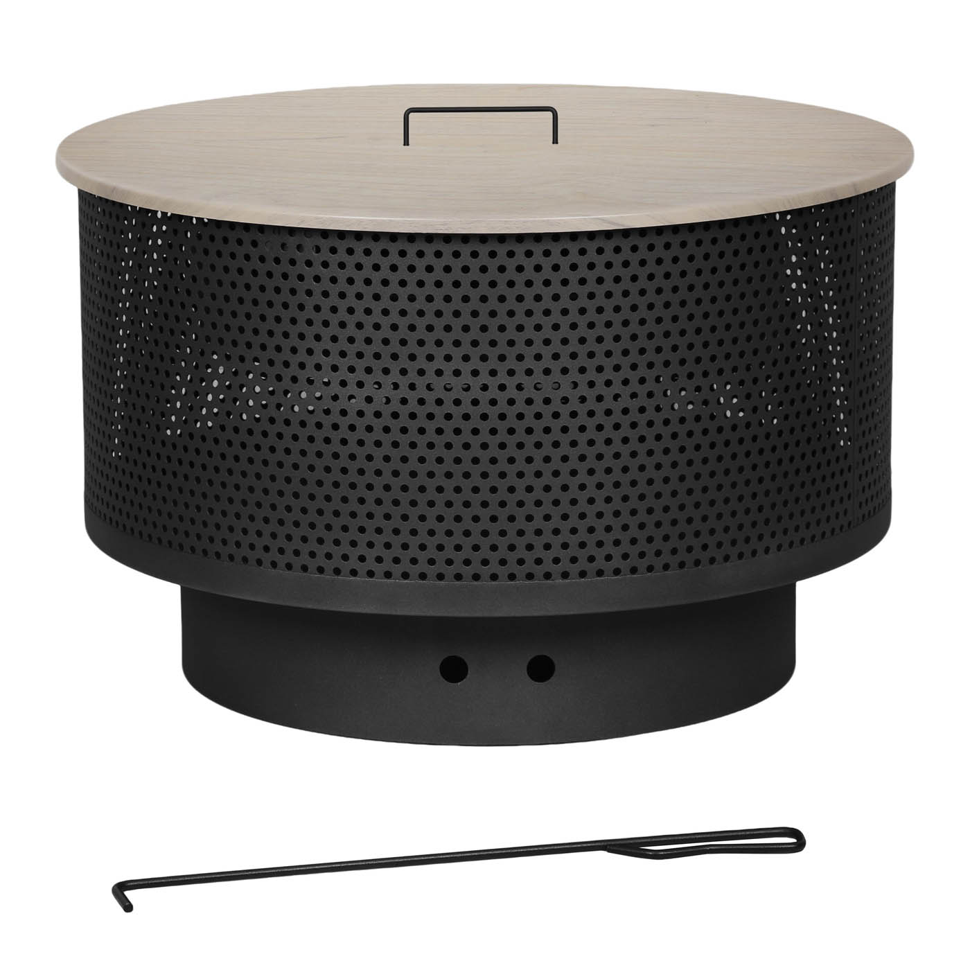Firepit Table Steel Matt Black Round Durable Outdoor Garden Heating (Dia)61 cm - Image 1