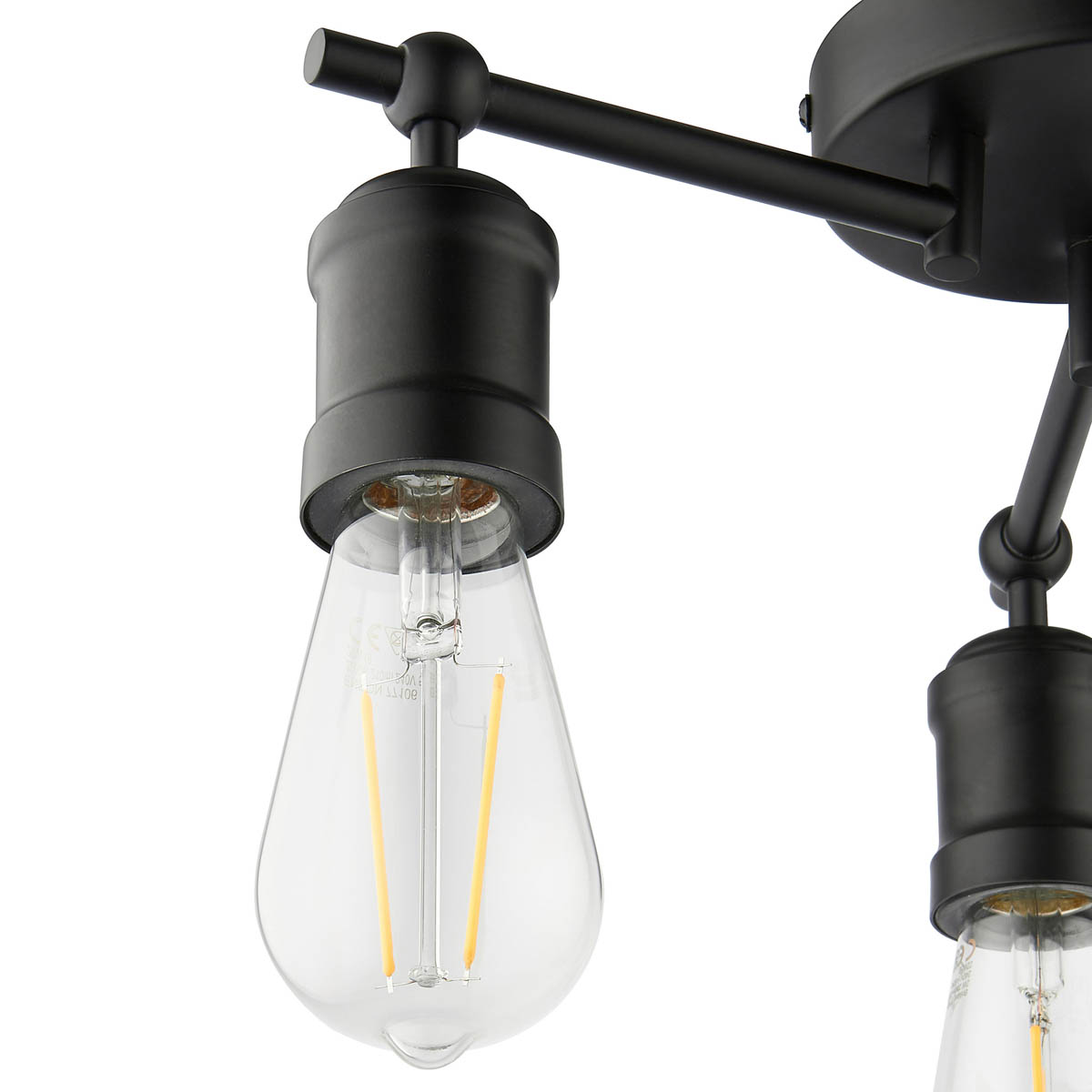 LED Ceiling Light Bathroom 3 Way Matt Steel Black E27 Dimmable Indoor IP44 - Image 5