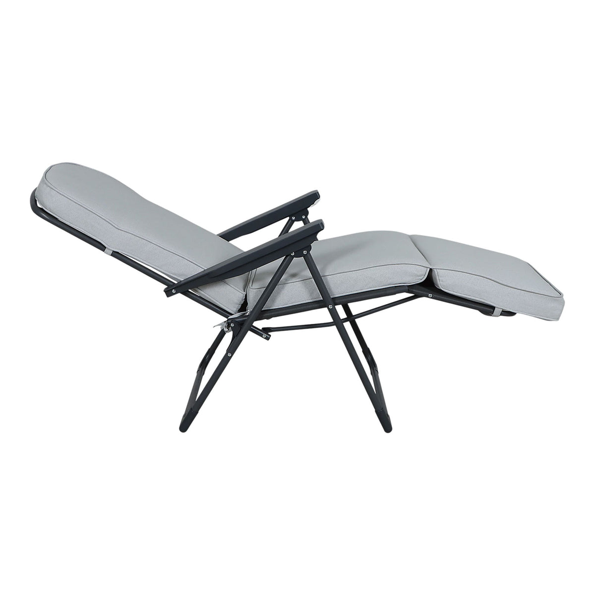 Casima Grey Metal Recliner Outdoor Garden Lounge Chair Sun Lounger Folding - Image 2