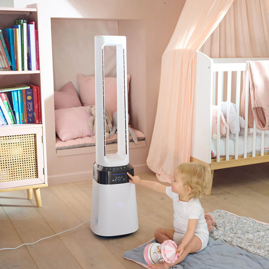 Tower Fan White Digital Remote Control Multifunctional Compact (H)105.6cm - Image 2