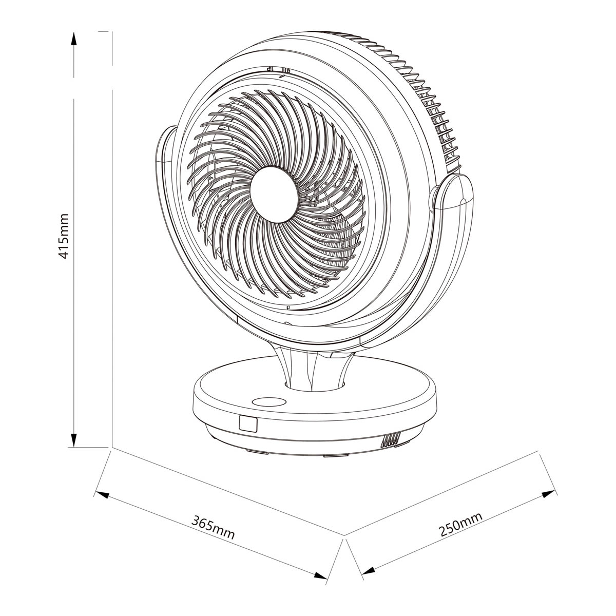 Table Desk Fan Black Remote Controlled Oscillates Tilts 12h Timer Compact 8in - Image 2