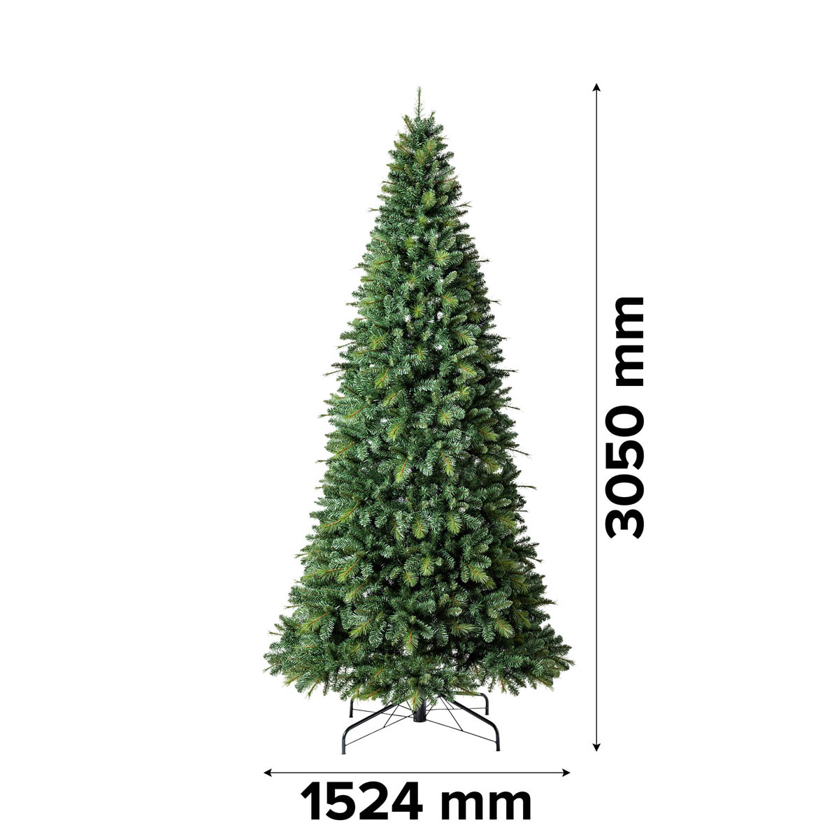 Artificial Christmas Tree 10ft Hinged Full Green Natural Effect Metal Stand - Image 4