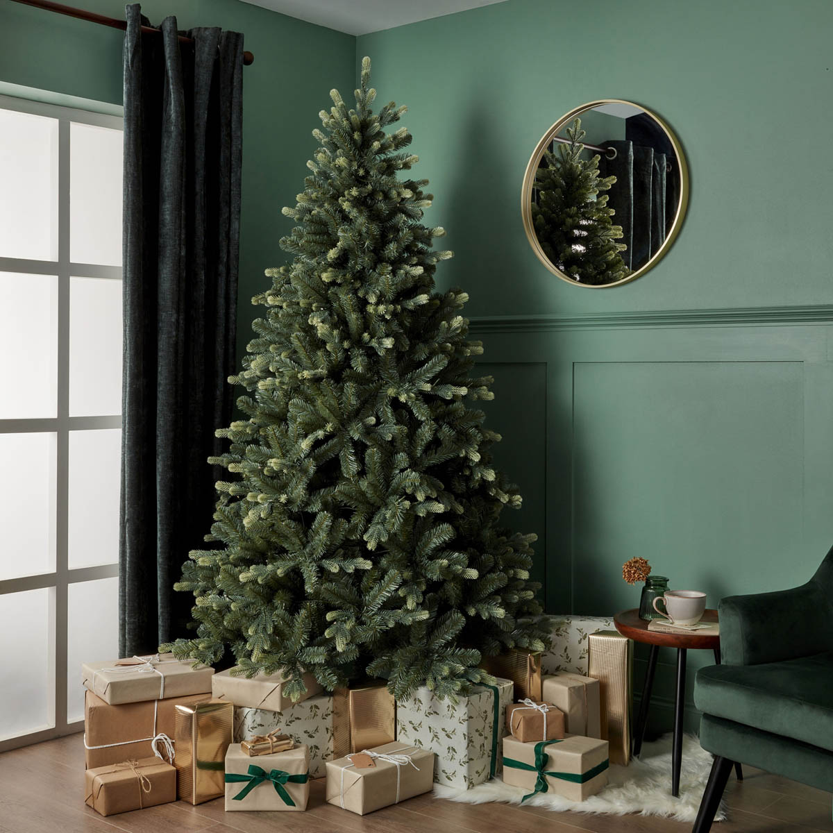 Artificial Christmas Tree 7ft Green LED Pre-Lit Warm White Home Decor Indoor - Image 2