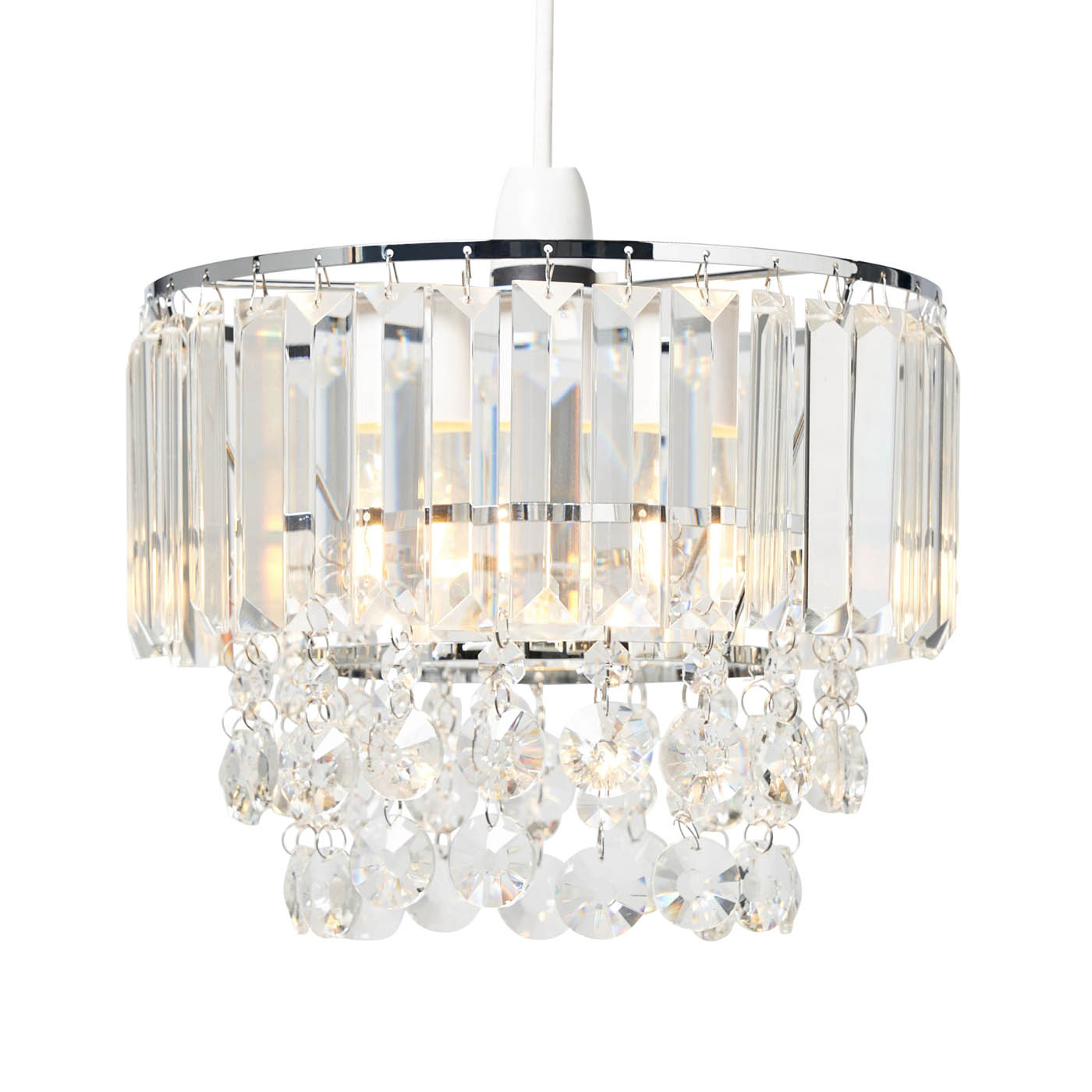 Inlight Tiered Lamp Shade Round Glass Crystals Polished Chrome Effect (D)27cm - Image 3