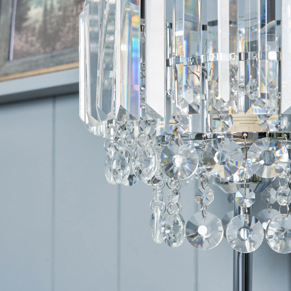 Inlight Table Lamp Tiered Glass Crystal Round Polished Chrome Effect (H)44cm - Image 8