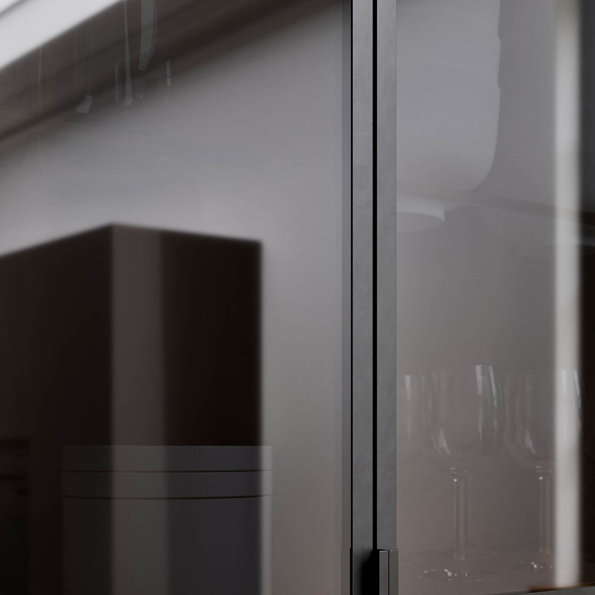 Kitchen Cabinet Door Winterana Black Glazed Smoked Glass Modern H71.5xW30cm - Image 6